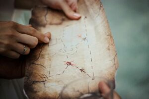 Treasure map for a trade show game